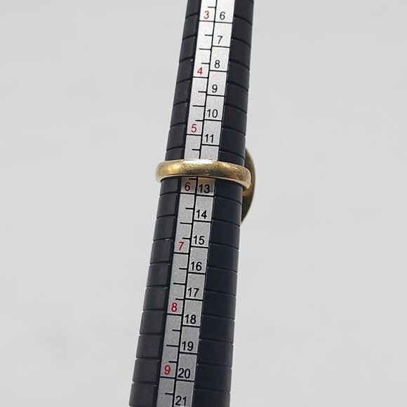 Vintage Gold Plated 925 Sterling Silver Ring With Round White Quartz Size 7 - Picture 6 of 6